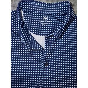 Mizzen+Main Mens XL Polo Shirt Short Sleeve Navy Blue Dot Print Performance